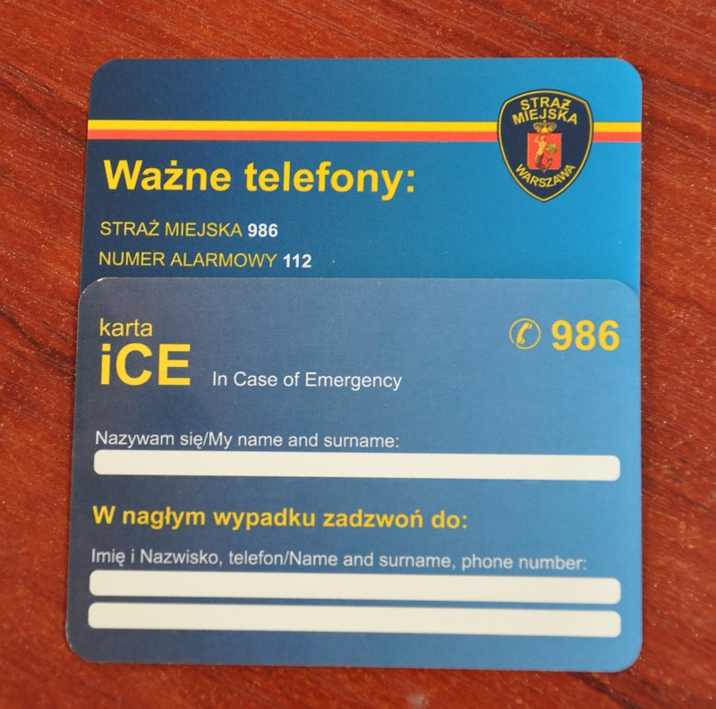 Karta ICE (In Case of Emergency- "W nagłym przypadku")